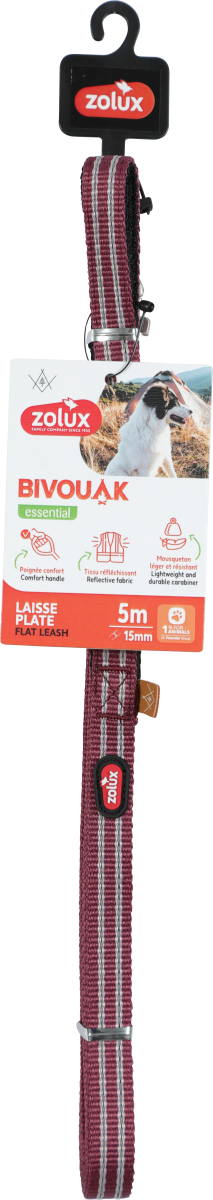 BVK Flat Lead for Dog Red, 5 m/15 mm
